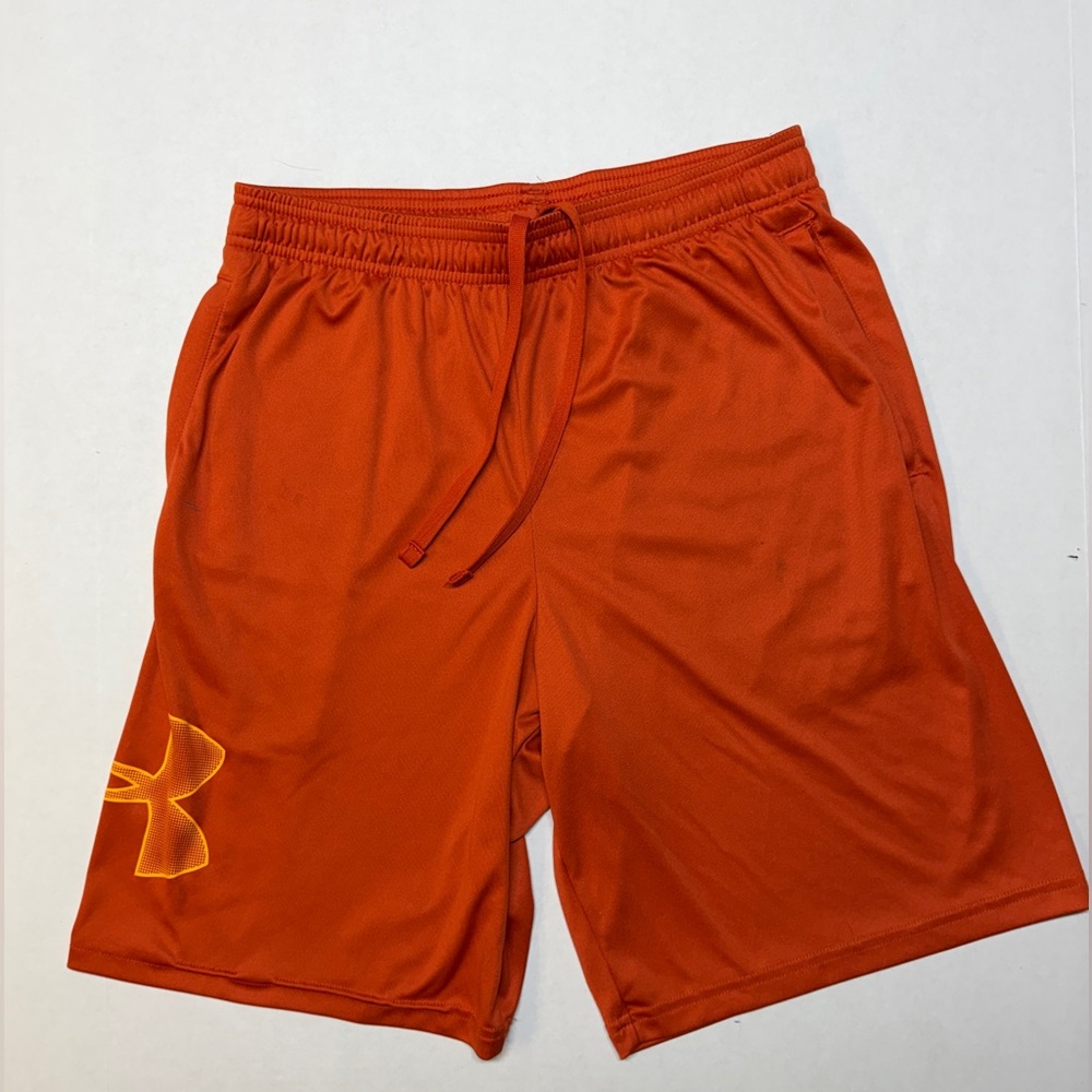Under Armour Men's Size Medium Tech Logo Orange Athletic Shorts